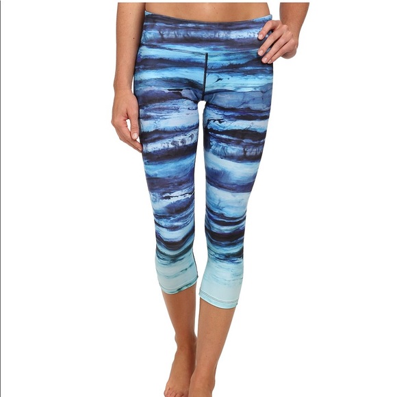 Prana Pants - PrAna Roxanne Capri Pants, teal tide, M Leggings